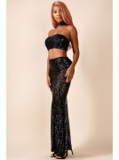 DIAMOND SEQUIN CHOKER TOP & LONG SKIRT SET