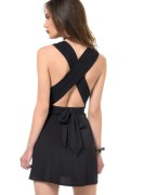 LENORE LYCRA V-FRONT DRESS W/ CRISS-CROSS BACK