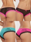 Weekender Panty Pack - 3 Mesh Panties with Sexy Messages