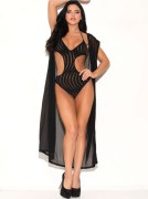 Sheer Mesh Long Robe W/ Short Sleeves