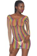 Rainbow Fishnet Mini Dress