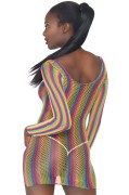 Rainbow Fishnet Mini Dress