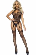 Don\'t Wait Up Floral Suspendered Bodystocking