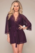 Plum Purple Mesh Chemise Lingerie & Robe Set