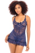 Estate Blue Be Mine Romantic Lace Lingerie Chemise & Thong Set