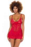 Red Be Mine Romantic Lace Lingerie Chemise & Thong Set