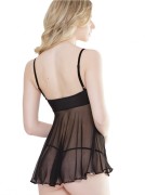 Sheer Mesh & Sequin Fly-Away Babydoll & G-String