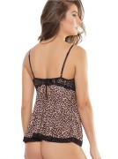 Leopard Microfiber Underwired Babydoll & G-String