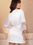 White Satin & Eyelash Lace Robe