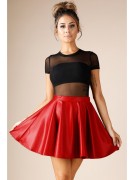 FAUX LEATHER CIRCLE SKIRT