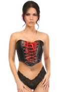 Lavish Black Faux Leather With Red Lace-Up Bustier