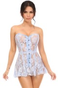 Lavish Light Blue Sheer Lace Corset Dress