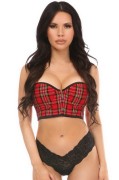 Lavish Red Plaid Underwire Short Bustier