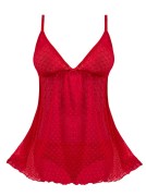 Valentina Heart Mesh Fly-Away Babydoll & Panty Set