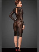 Striped Sheer Tulle Knee-Length Dress