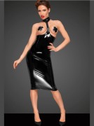 VINYL KNEE-LENGTH DRESS W/ OPEN CUPS