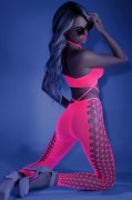 Neon Pink Own The Night Bodystocking