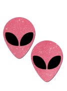 Bubble Gum Pink Alien Head Glitter Pasties