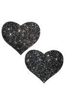 Black Glitter Heart Pasties