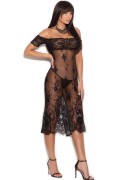 Floral Lace Off-the-Shoulder Tea Length Lingerie Gown