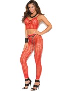 RED SEAMLESS KNIT CROP TOP & LEGGINGS SET