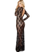 Stretch Lace Lingerie Gown W/ Long Sleeves