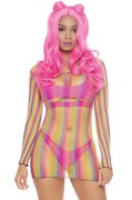 Rainbow Fishnet Mini Dress