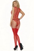 Red Crochet Net Bodystocking