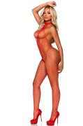 Red Industrial Net Halter Neck Bodystocking