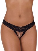 The \"Suspeita\" Lace Thong W/ Pearl Strand