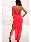 Deep V Front High Slit Dress