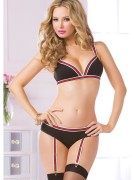 Microfiber Athletic Style Lingerie Top & Gartered Panty Set