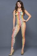 Strapless Rainbow Big Diamond Net Bodystocking