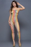 Strapless Rainbow Big Diamond Net Bodystocking