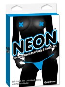 Neon Blue Turquoise Vibrating Crotchless Panty and Pasties Set