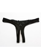 Crotchless Pearl Mesh Thong