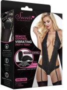 Black Lace Remote Controlled Vibrating Gartered Teddy